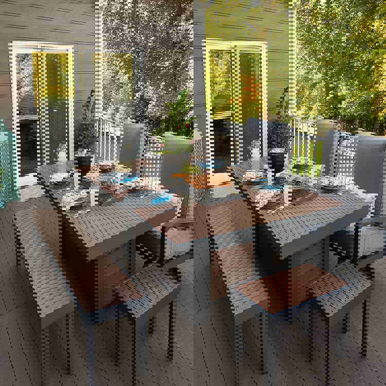 Kenwood and Brooks Linear Dining Height Gas Fire Pit Table