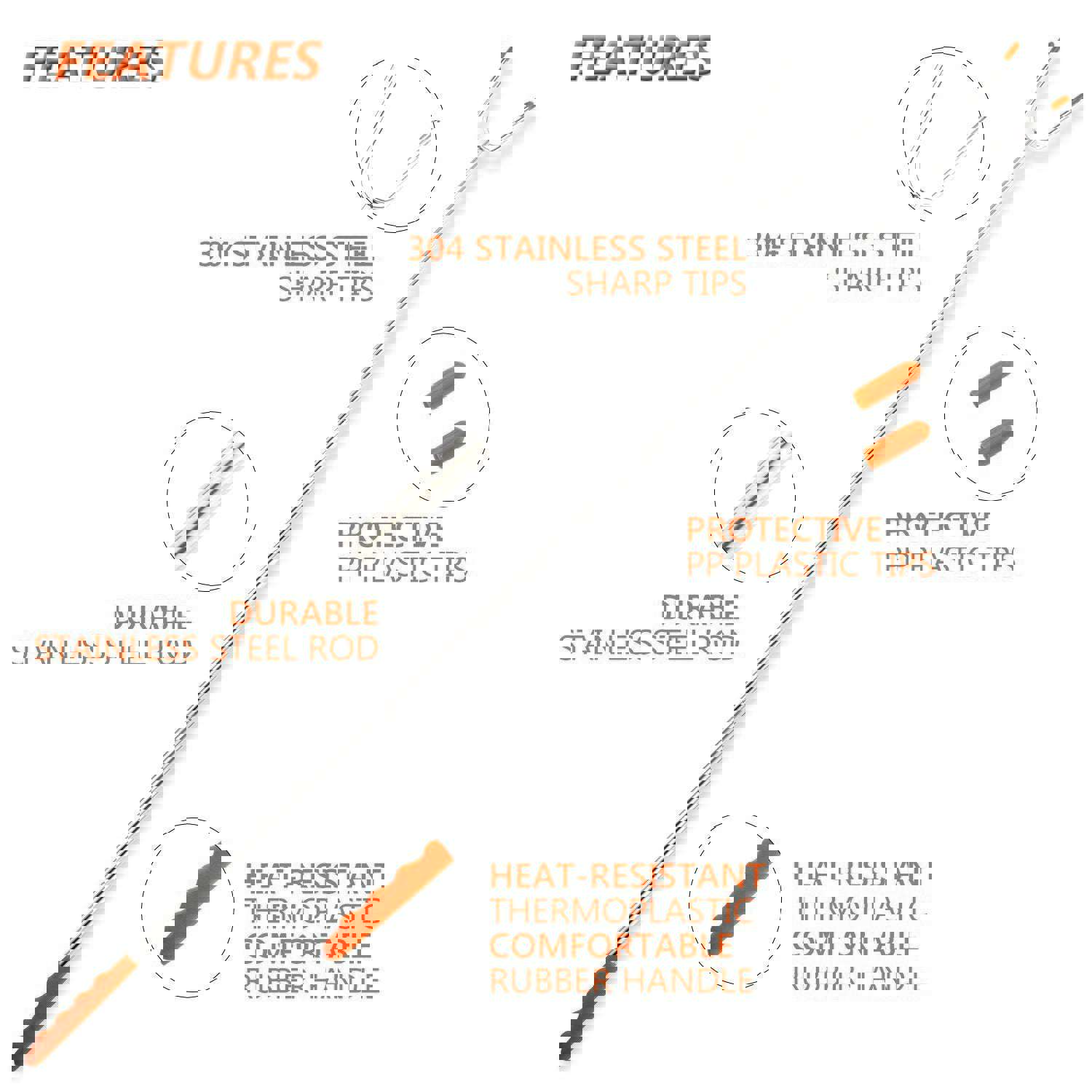 GikPal Marshmallow Roasting Sticks, 6 Pack Extendable Stainless Steel BBQ Skewers for Camping & Bonfire