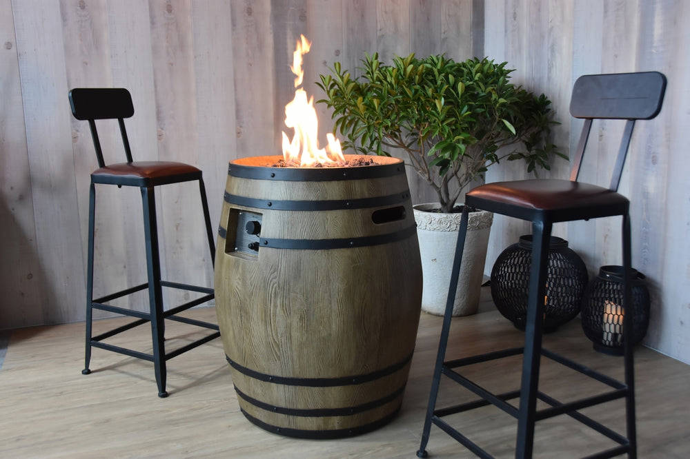 Napa Barrel Outdoor Fire Pit Table - 27 Inch Liquid Propane with Cover
