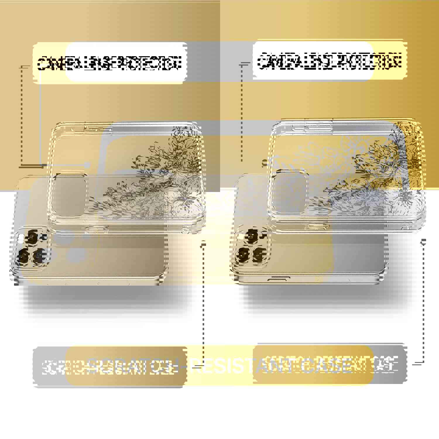 High-Quality TPU Clear Case with Garden Flowers Design for iPhone & Samsung Phones