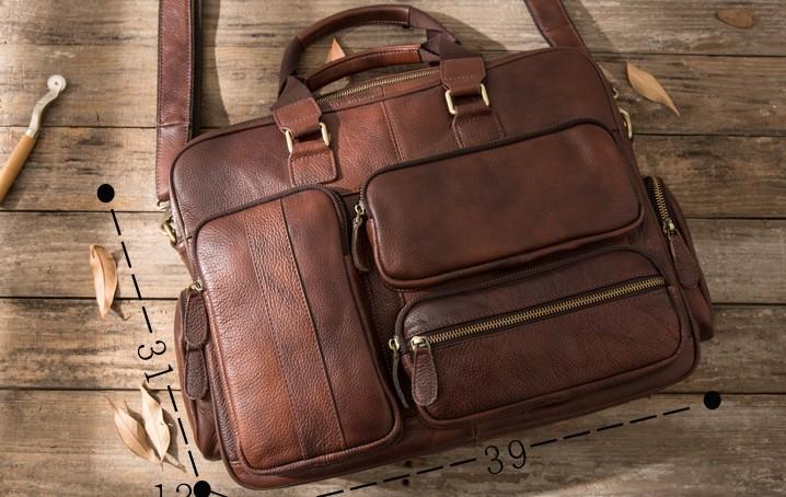 Leather Mens Large Briefcase Work Bag Travel Business Bag