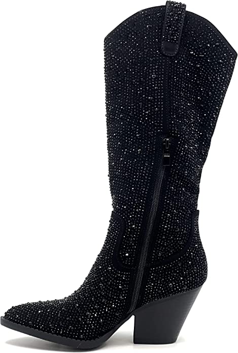 Rhinestone Western Cowboy Pull-on Boots River-11