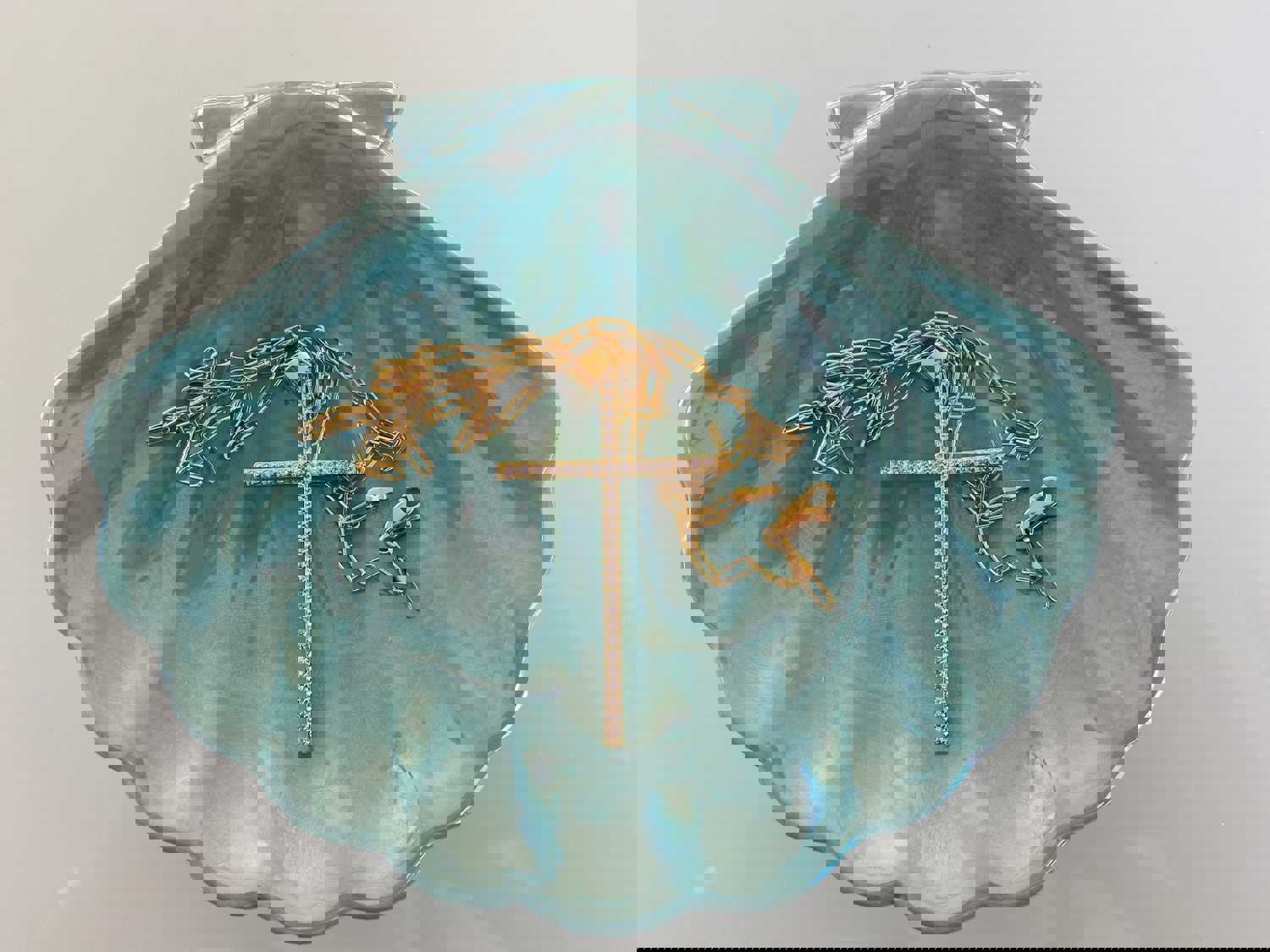 Crystal Cross Pendant Rectangle Link Chain