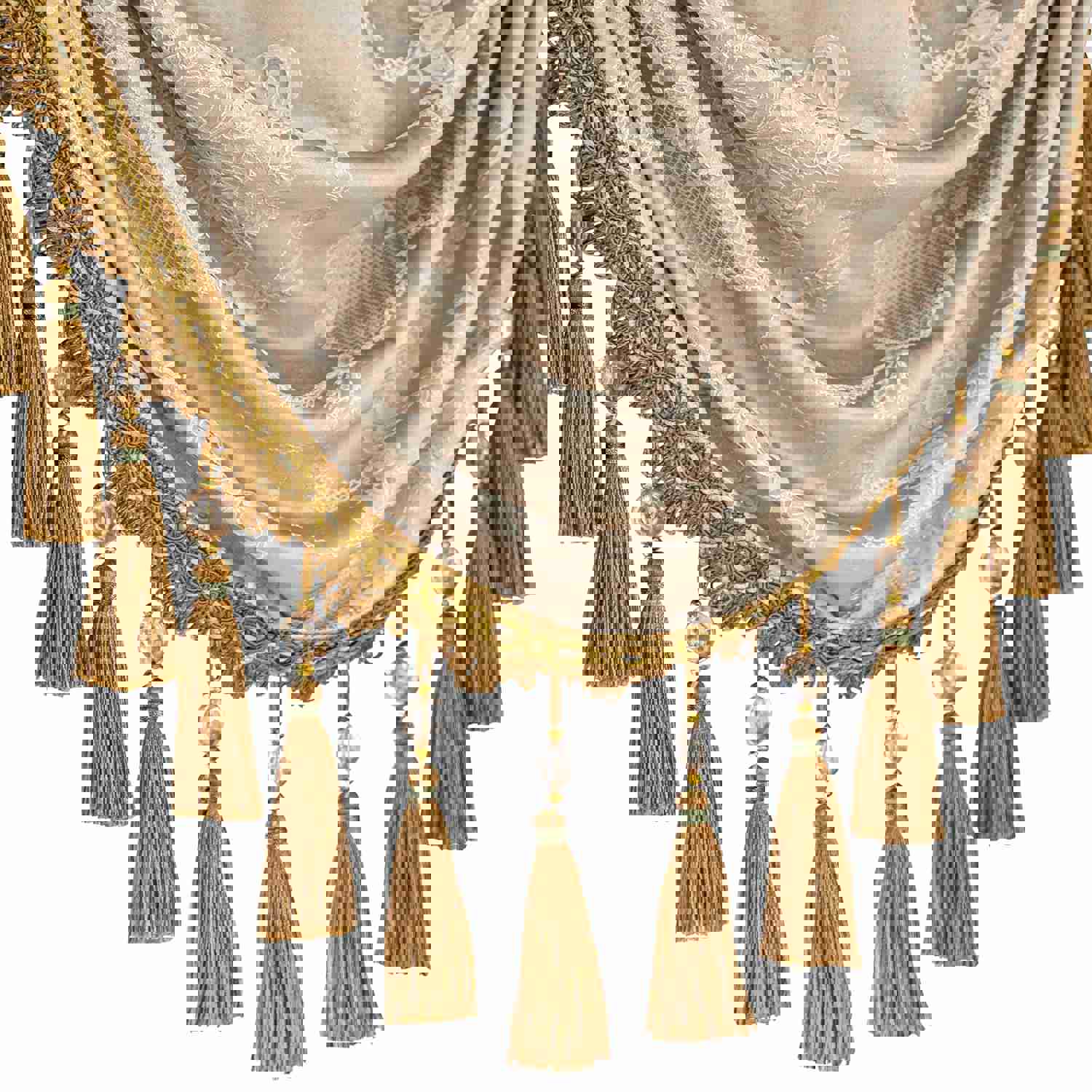 Palace Swag Valance - Elegant Sand Jacquard Fabric Window Treatment