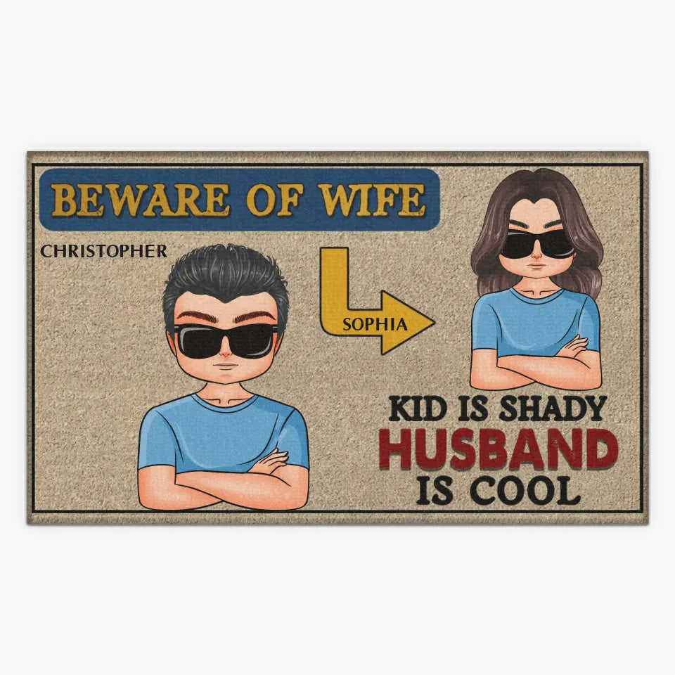 Personalized Custom Doormat - Birthday Gift For Family - Beware of Wife