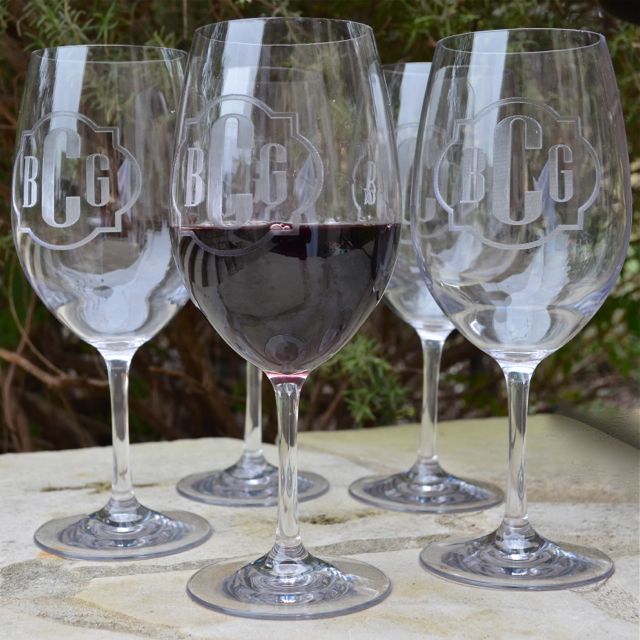 Engraved Tritan Red Wine Glasses - Personalized Unbreakable Drinkware
