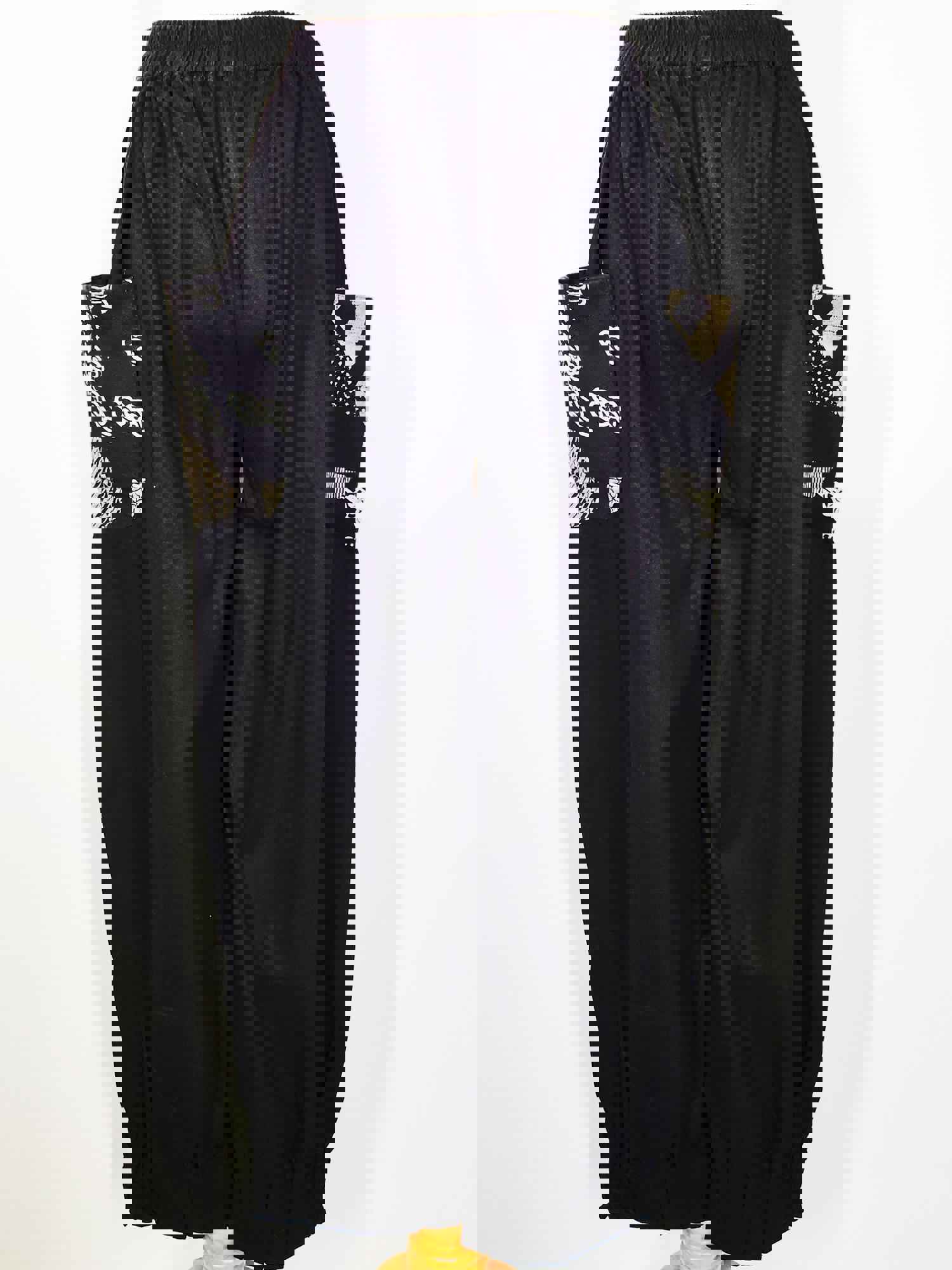 Black Patchwork Knit Pants