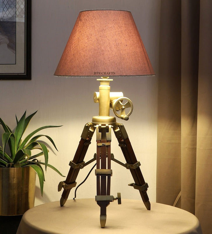 BTR CRAFTS Vintage Tripod Table Lamp with Adjustable Stand - Rustic Home Decor