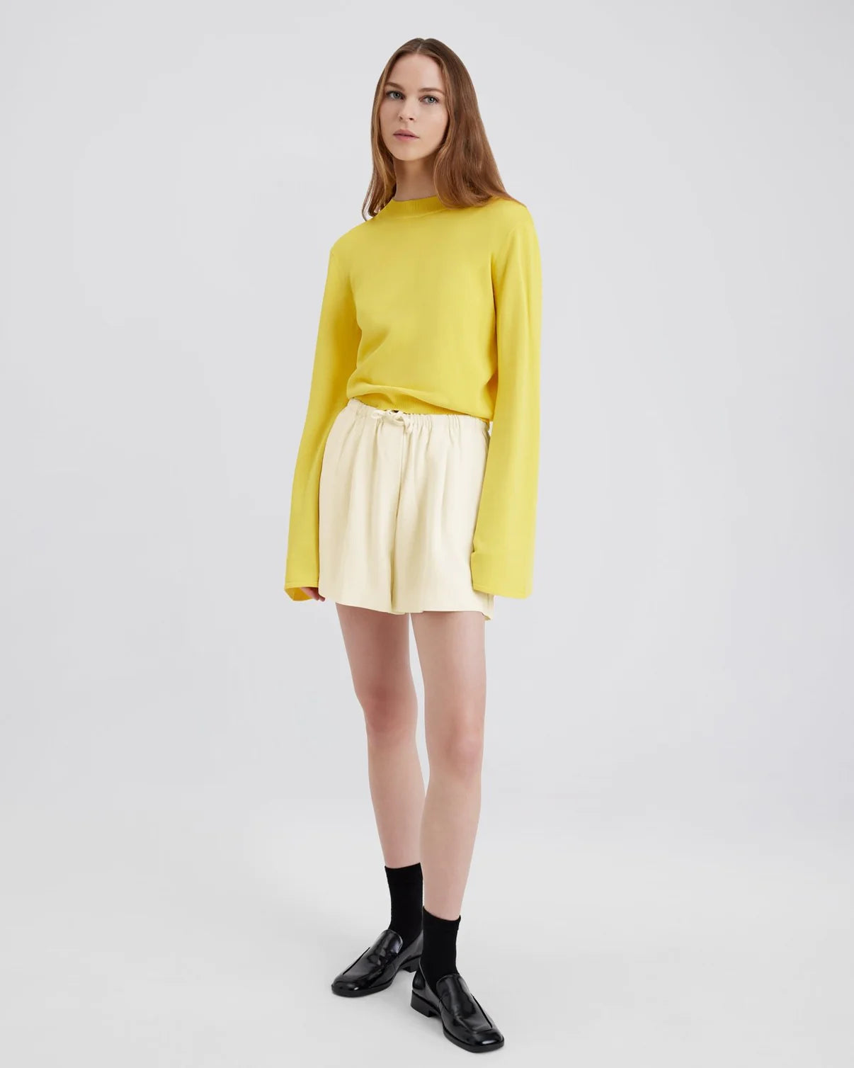 SOLID & STRIPED THE ROIS SHORT IN ECRU - High Waisted Relaxed Fit Shorts