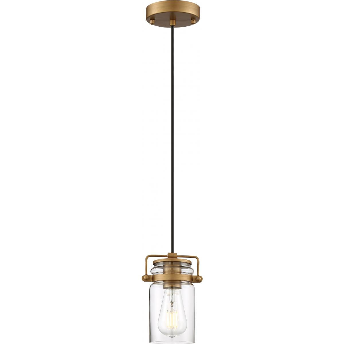 Antebellum 1 LT Mini Pendant - Vintage Brass Finish with Clear Glass
