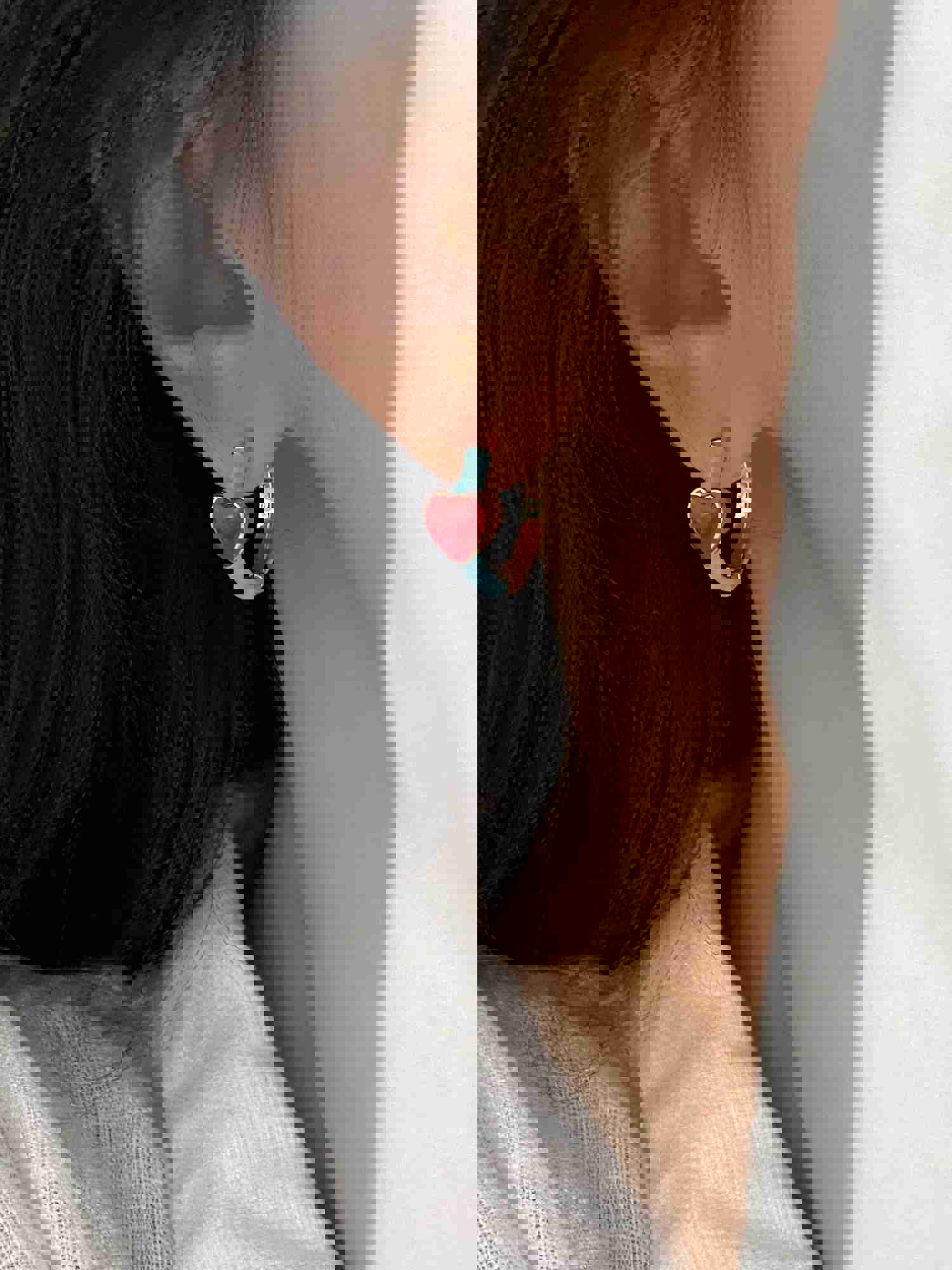 Korean Design Simple Enamel Red Love Small Hoop Earrings - Sweet Girl Gift for Women's Daily Accessories