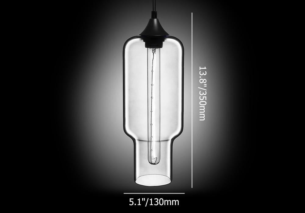 Hand-Blown Glass Jar-Shaded Pendant Light in Clear