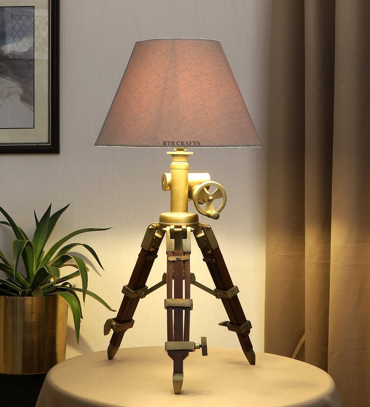 BTR CRAFTS Vintage Tripod Table Lamp with Adjustable Stand - Rustic Home Decor