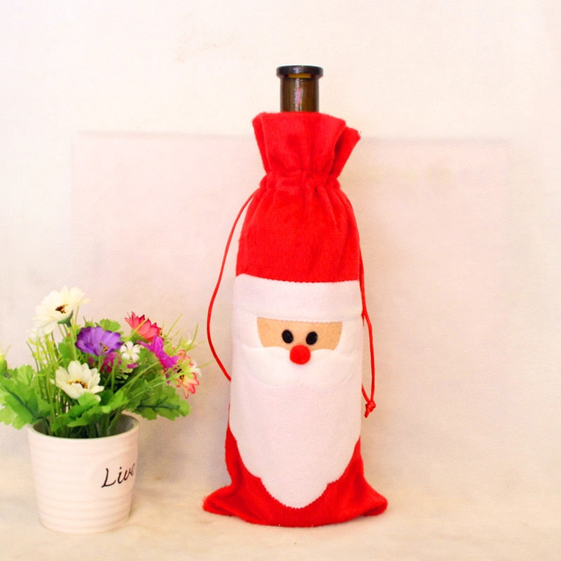 Festive Red Wine Bottle Bags for Christmas