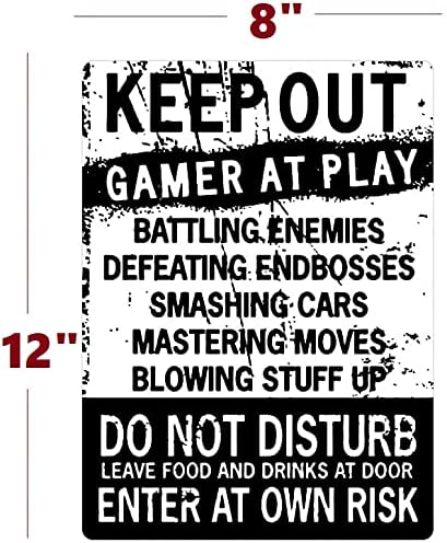 Funny Gamer Decor, Keep Out Gamers Only 12 x 8 Tin Signs