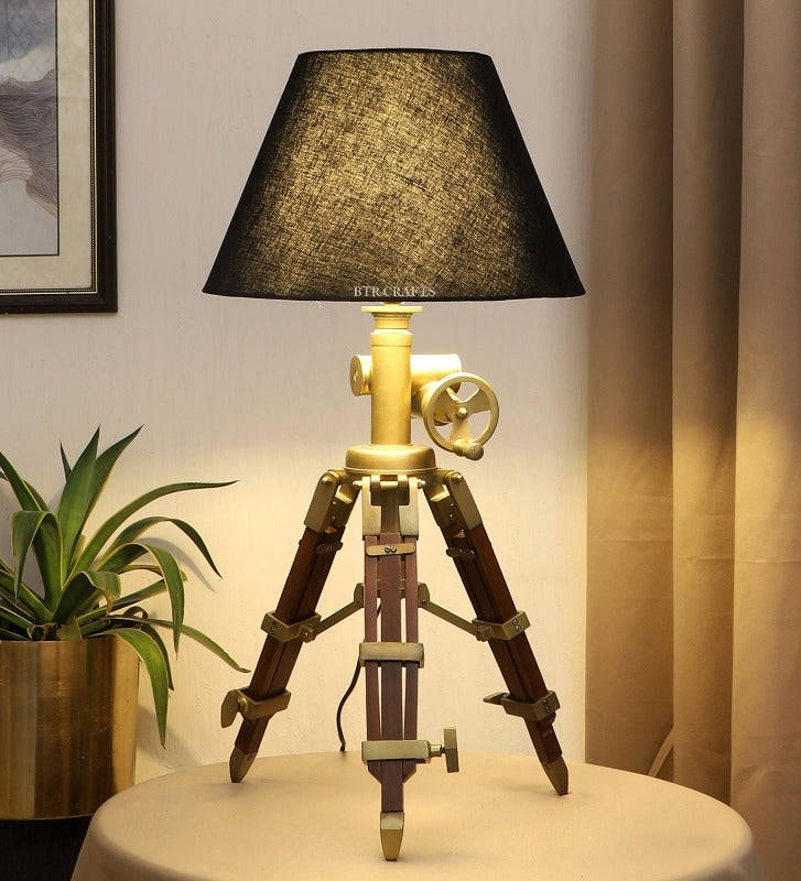 BTR CRAFTS Vintage Tripod Table Lamp with Adjustable Stand - Rustic Home Decor