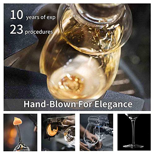 JBHO Set of 4-21 Ounce Hand Blown Italian Style Crystal Burgundy Wine Glasses - Lead-Free Premium Crystal Clear Glass - Gift-Box for any Occasion