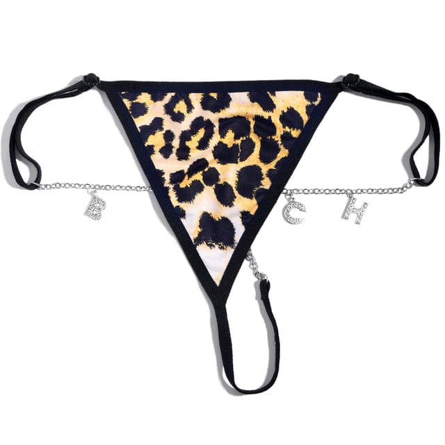 Sexy Leopard Bikini Thong Custom Name Waist Chain for Women - Personalized Crystal Letter Body Jewelry