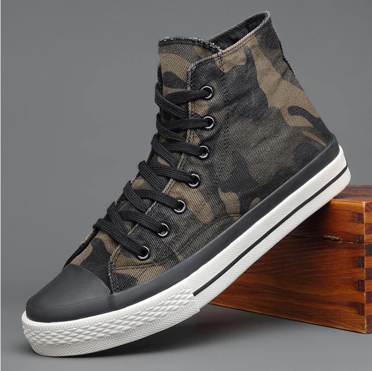 Spring New Men's High-top Canvas Shoes Korean Fashion Camouflage Sneakers