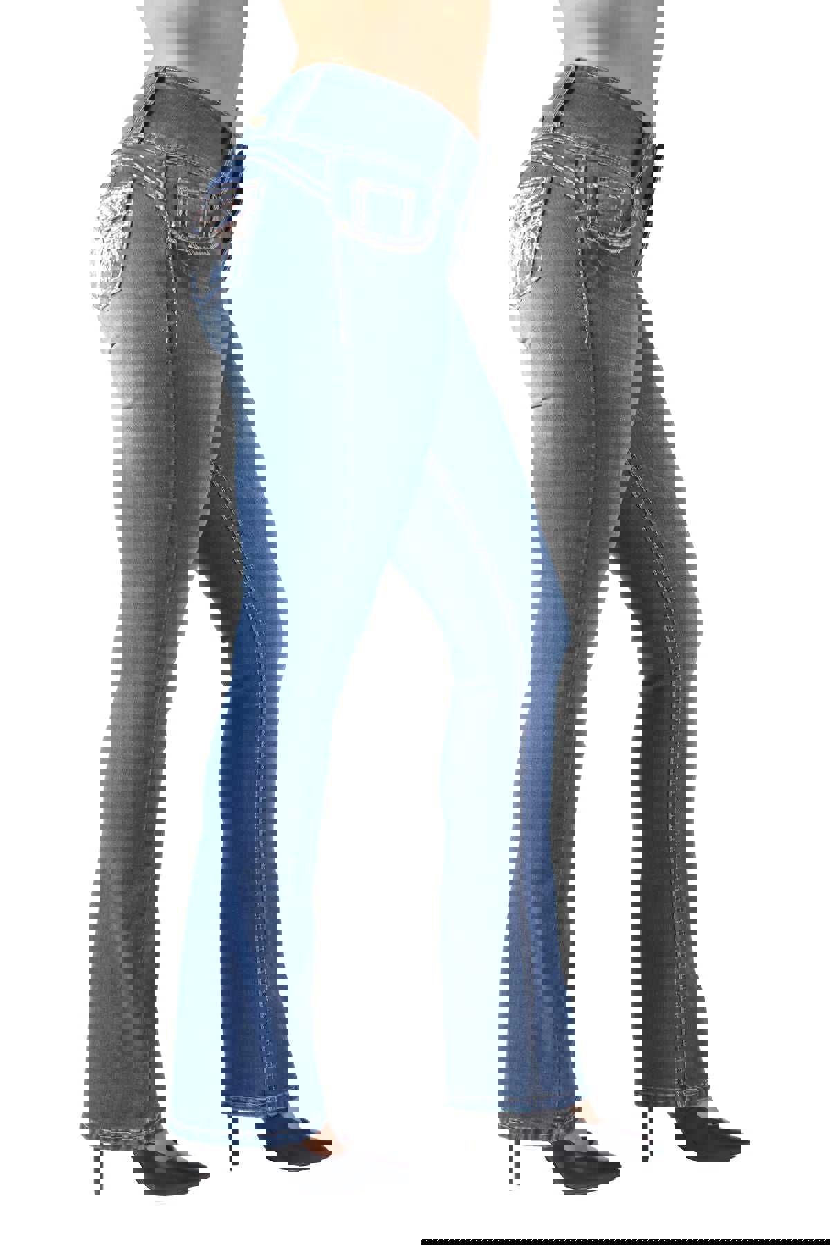 Colombian Design Butt Lift Push Up Mid Waist Boot Leg Jeans (DJ3763-BT)