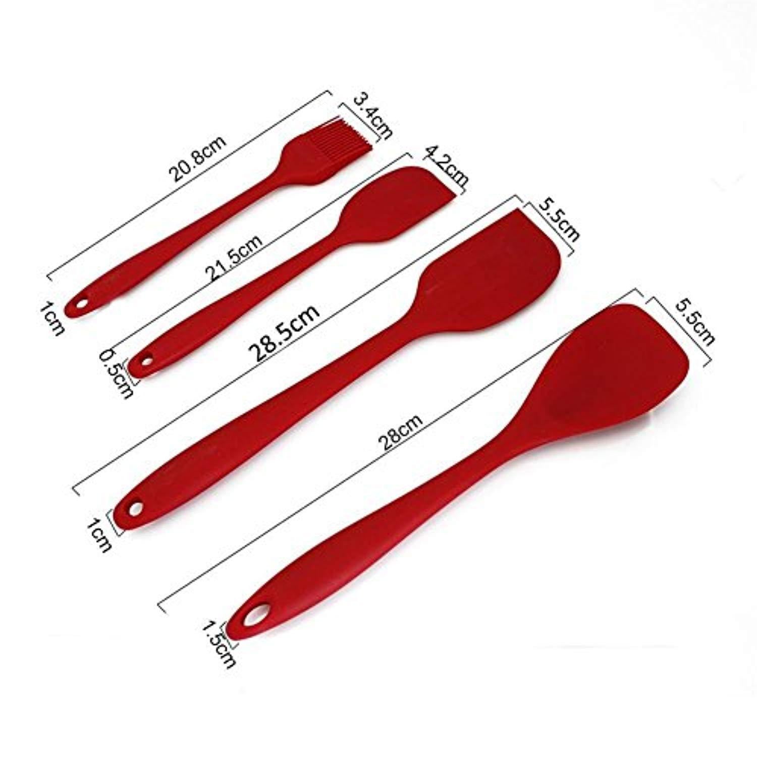 10Pcs/set Silicone Heat Resistant Kitchen Cooking Utensils Non-Stick Baking Tool Set (Red)