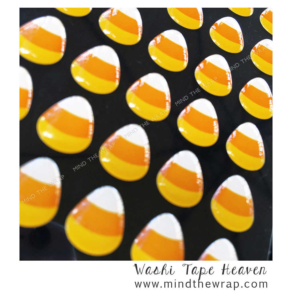 NEW Halloween Candy Corn 3-D Enamel Stickers - Doodlebug Design So Corny Sprinkles - 35 pieces Glossy Dimensional Embellishments