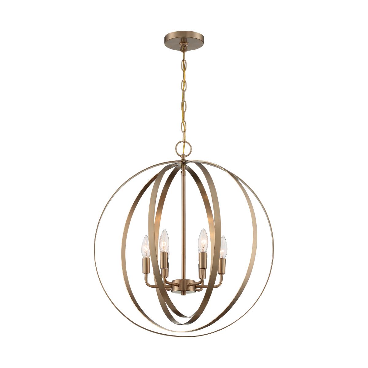Pendleton Burnished Brass 6-Light Pendant - Glam Style Indoor Lighting