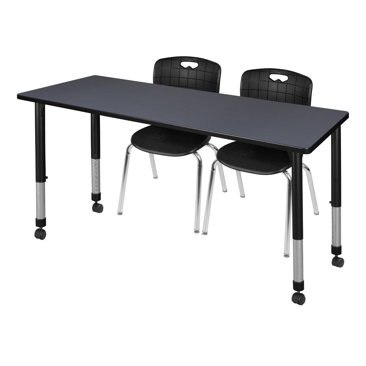 Kee Classroom Table and Chair Package - Adjustable Height Table with 2 Stack Chairs