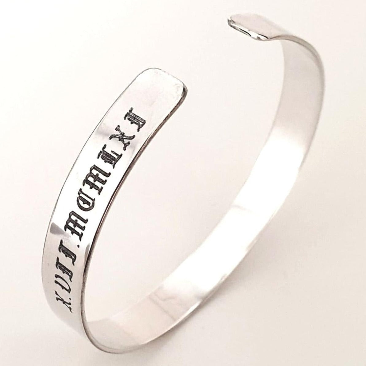 Custom Engraved Sterling Silver Cuff Bracelet - Anniversary Gift for Husband