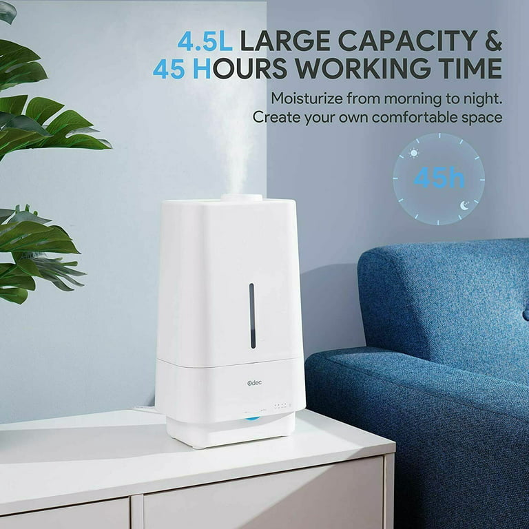 Cool Mist Humidifier with Large 4.5L Capacity, Built-In Night Light & Essential Oil Diffuser