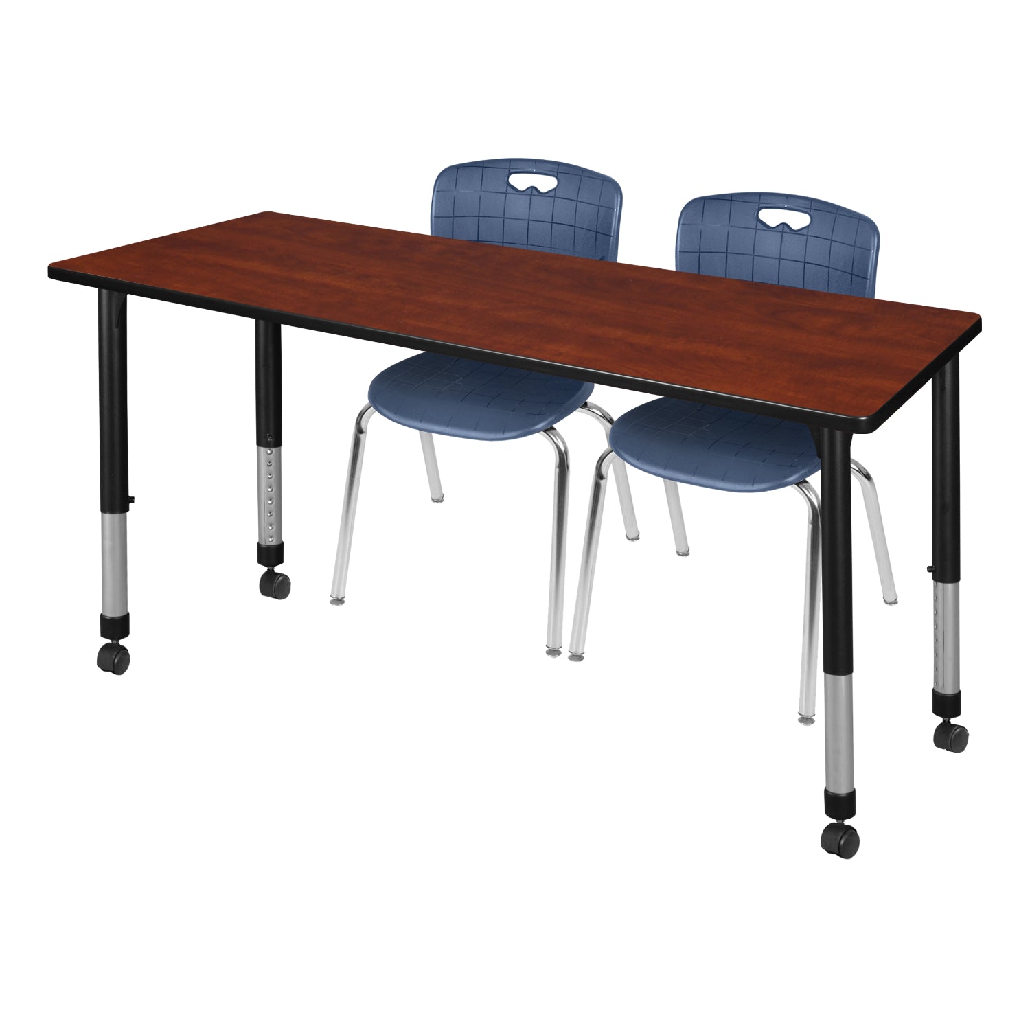 Kee Classroom Table and Chair Package - Adjustable Height Table with 2 Stack Chairs