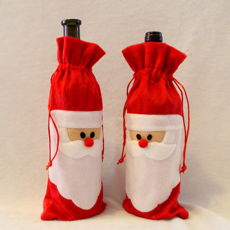 Festive Red Wine Bottle Bags for Christmas
