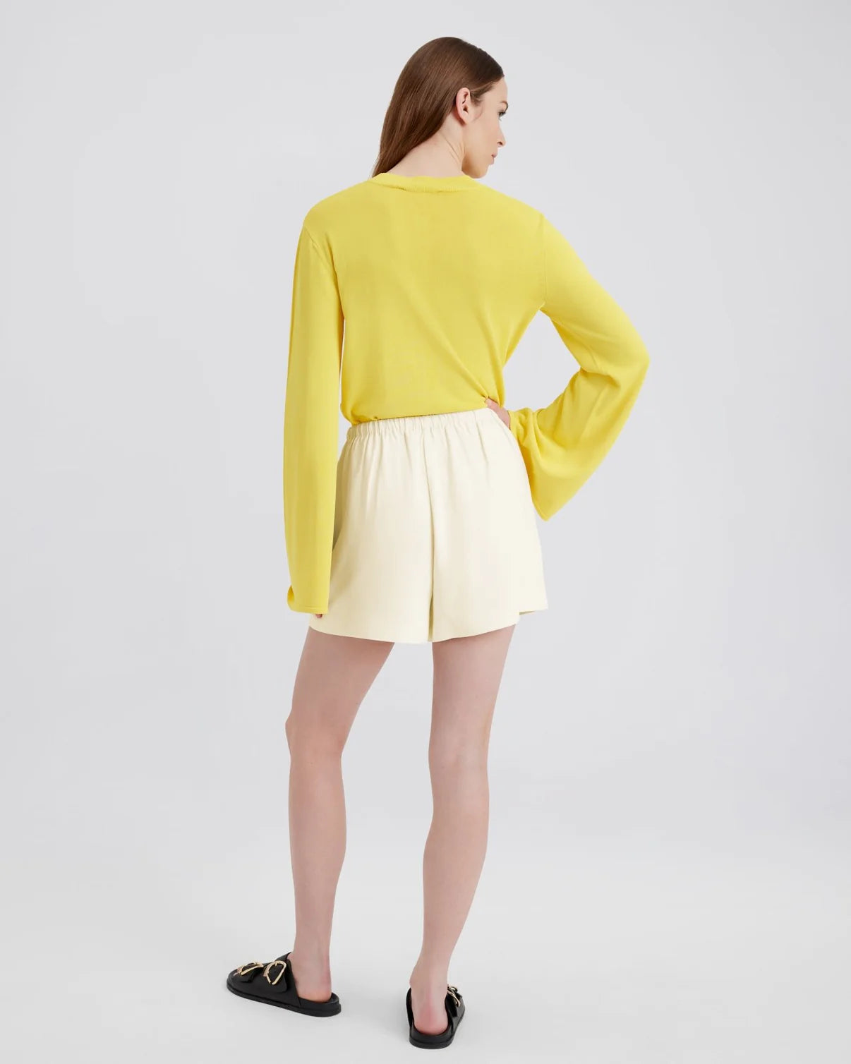 SOLID & STRIPED THE ROIS SHORT IN ECRU - High Waisted Relaxed Fit Shorts
