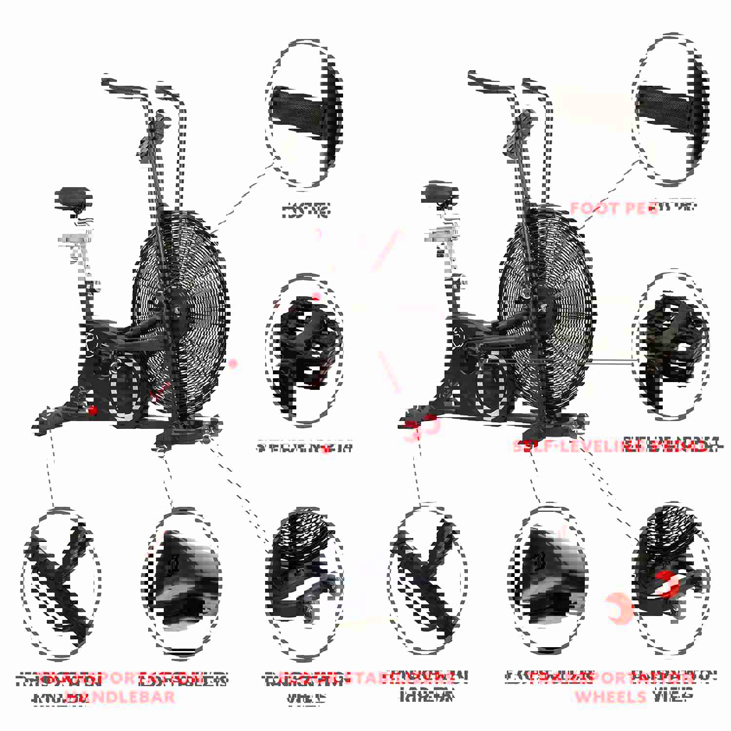 Sunny Health & Fitness Tornado LX Air Bike - Bigger, Sturdier, and More Durable