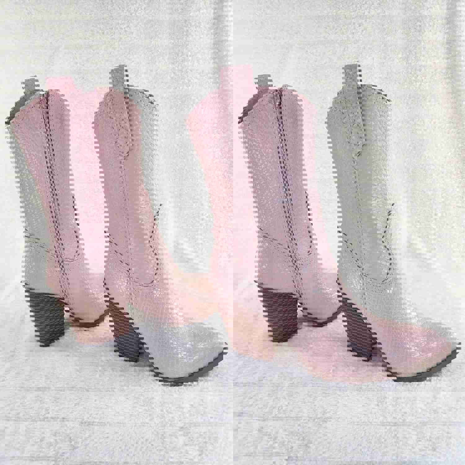 Slayer Pink Snake Cowgirl Cowboy Ankle Boots Western Block Heels US Sizes 7-11