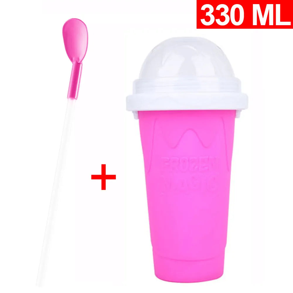 Ice Maker Cup for Smoothies, DIY Ice Cream, Quick Frozen Silicone Squeeze Cooling Milkshake Slushy Machine