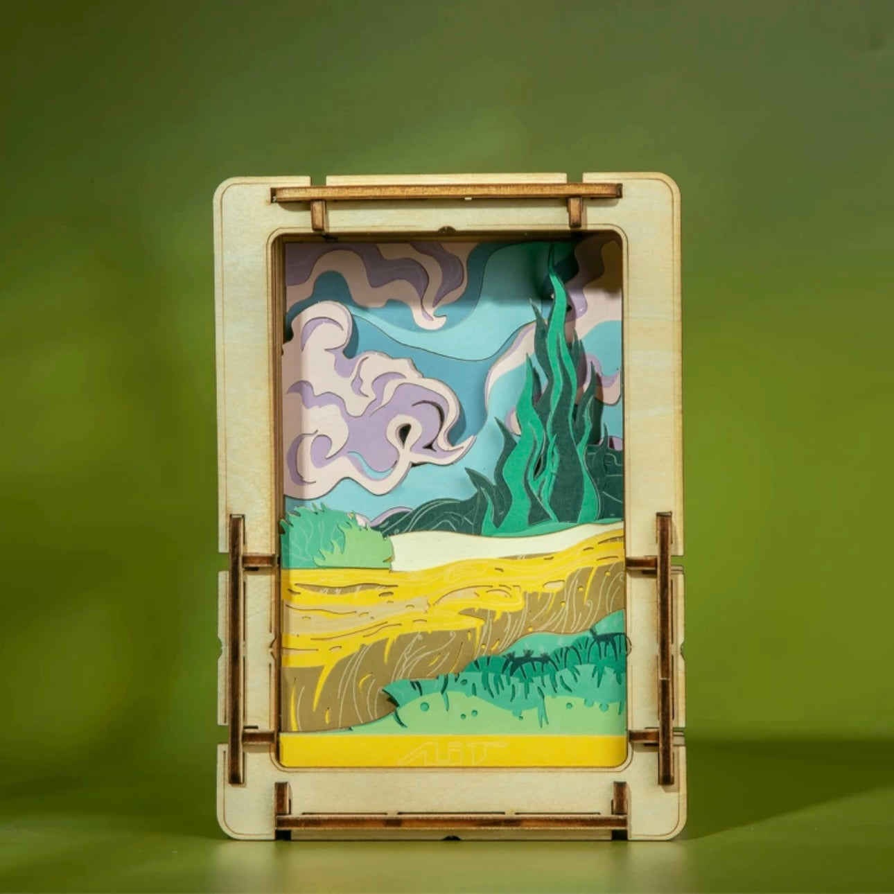 DIY Wooden Jigsaw Puzzle - Wheatfield with Cypress Art Frame for Home Decoration