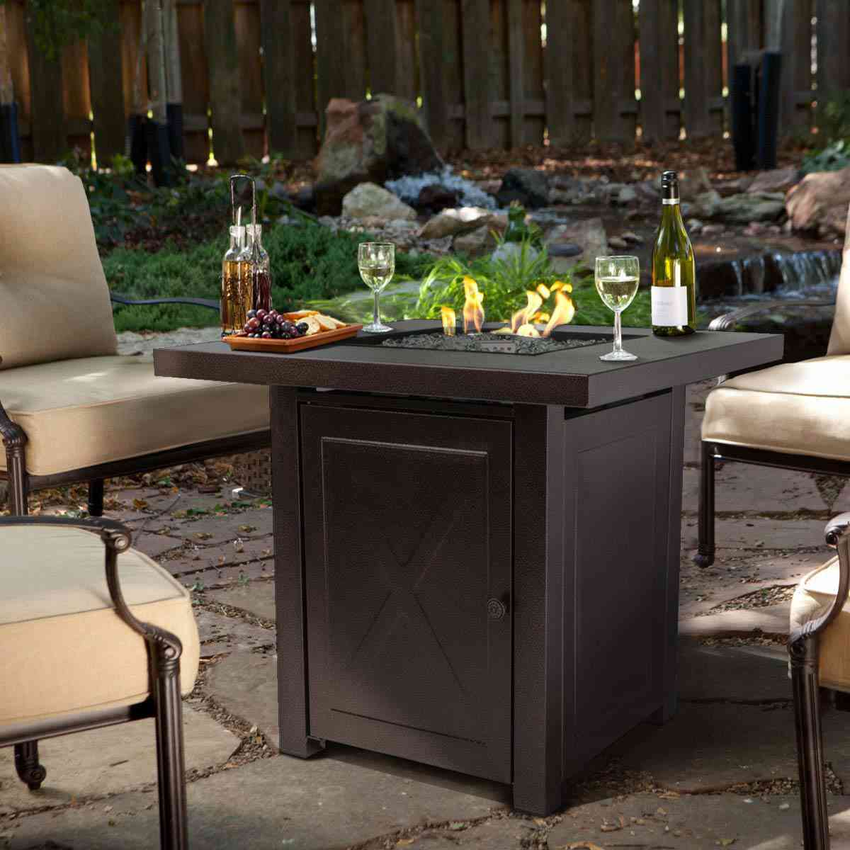 Barton Propane Gas Fire Pit Table with Ignition Control - 46,000 BTU Outdoor Heating Solution