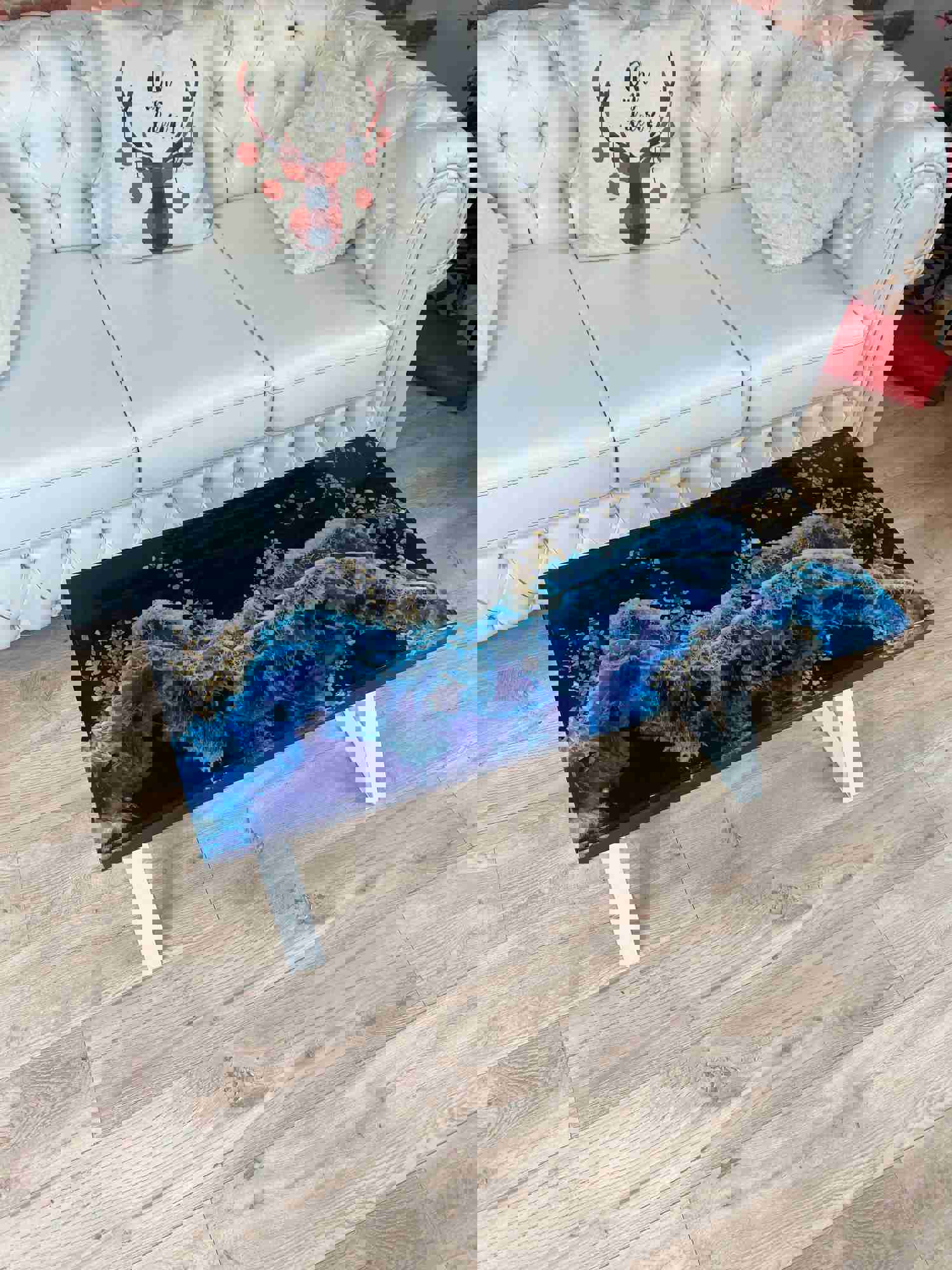 Rectangular Coffee Table with Epoxy Resin Design