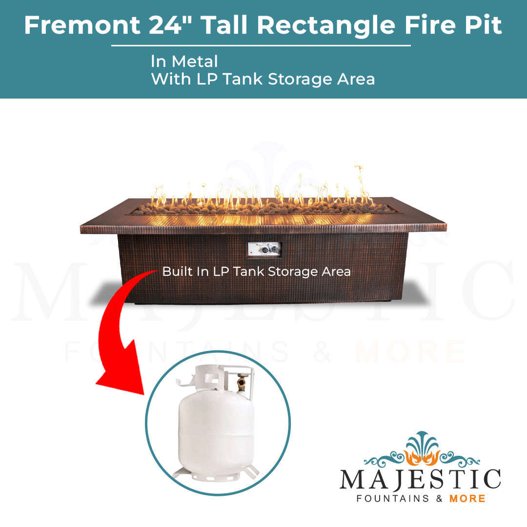 The Outdoor Plus Fremont 24 Tall Rectangle Metal Fire Pit with Free Cover
