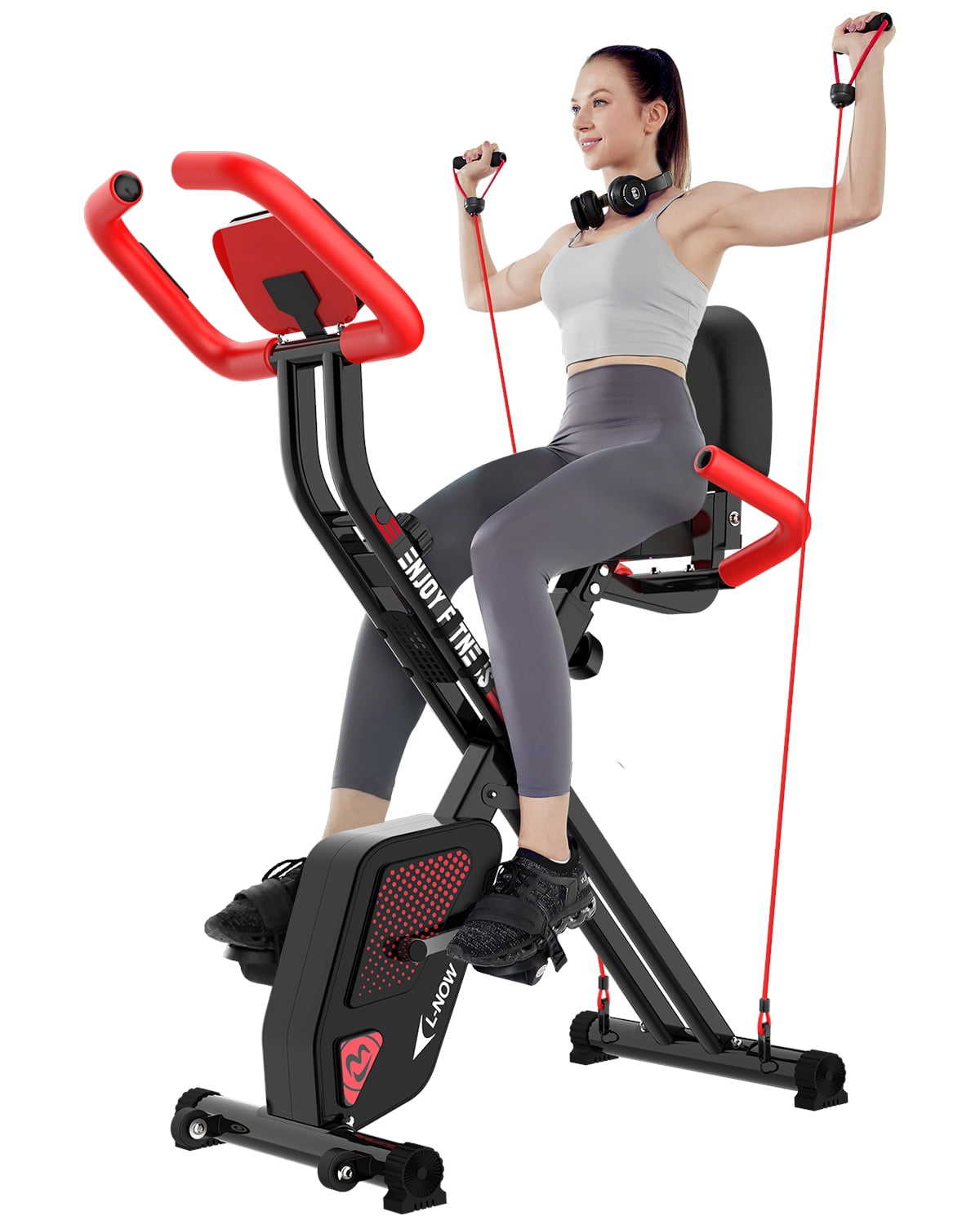 Pooboo 3-in-1 Foldable Exercise Bike with Magnetic Resistance and LCD Monitor
