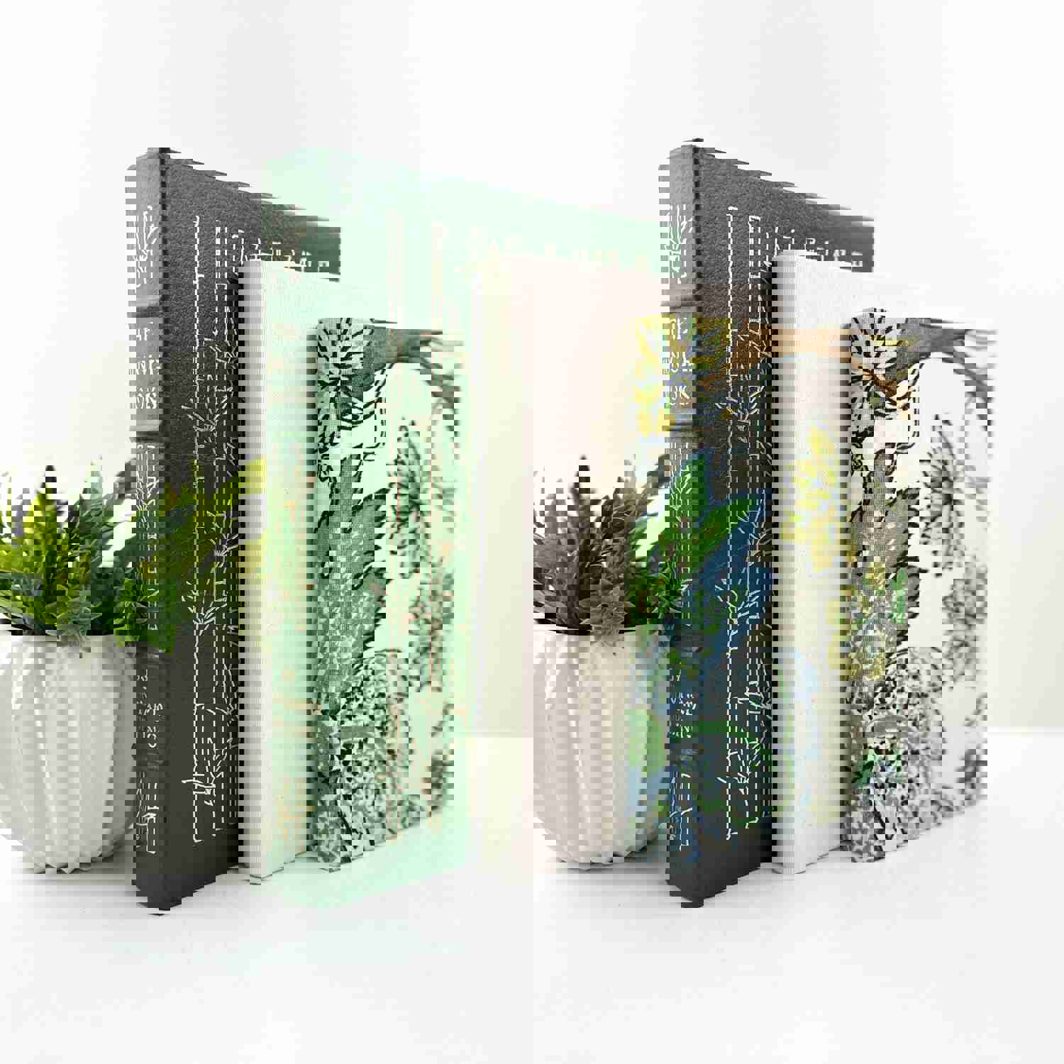 Green Book Set - Decorative Hardcover Books for Home Decor