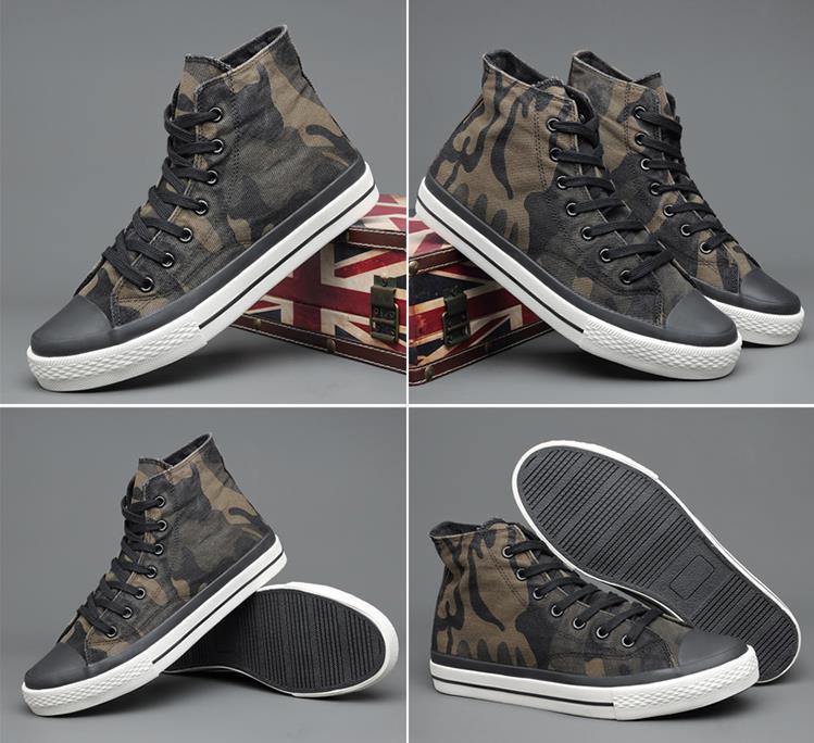 Spring New Men's High-top Canvas Shoes Korean Fashion Camouflage Sneakers