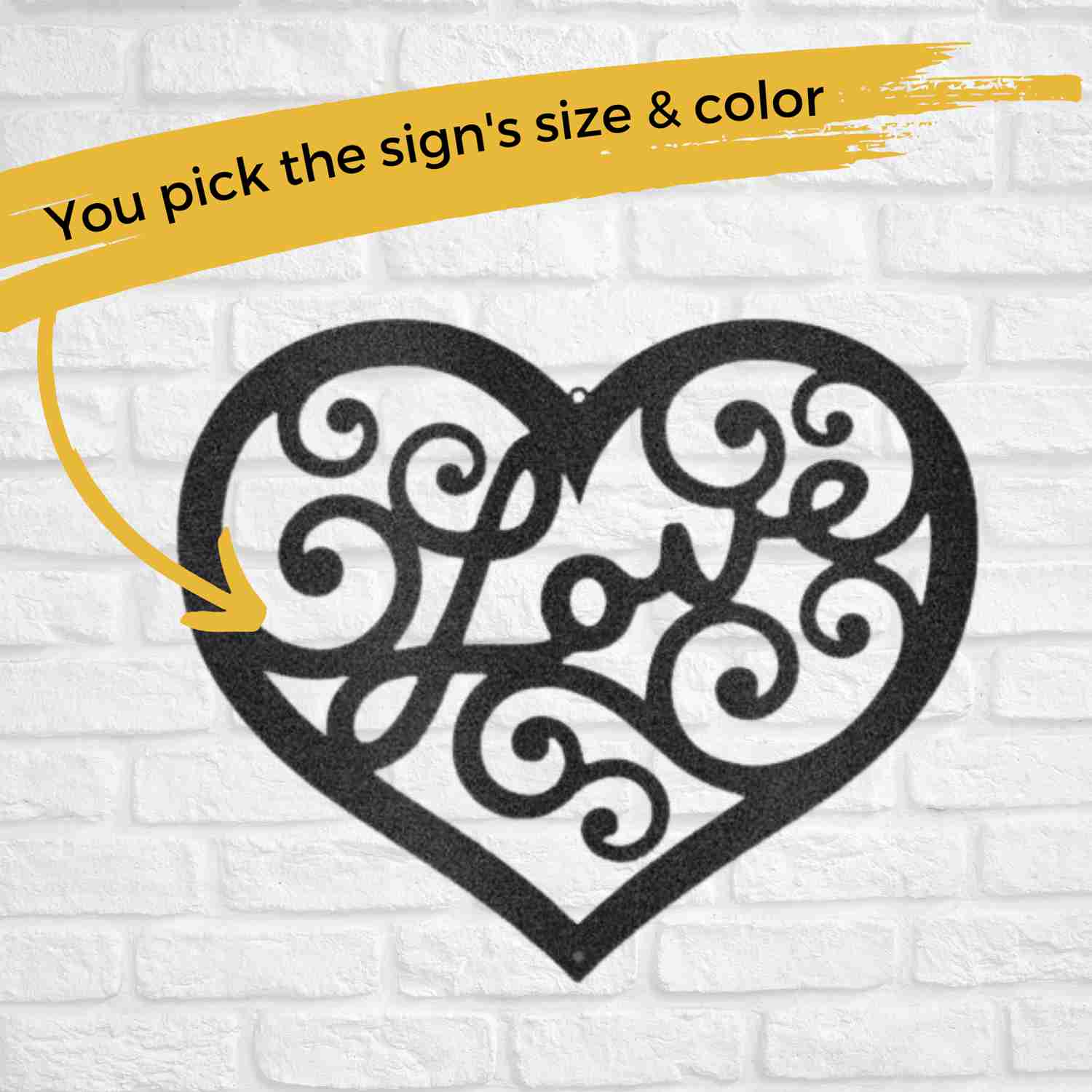 Love Swirl - Custom Metal Heart Sign - 11th Anniversary Gift