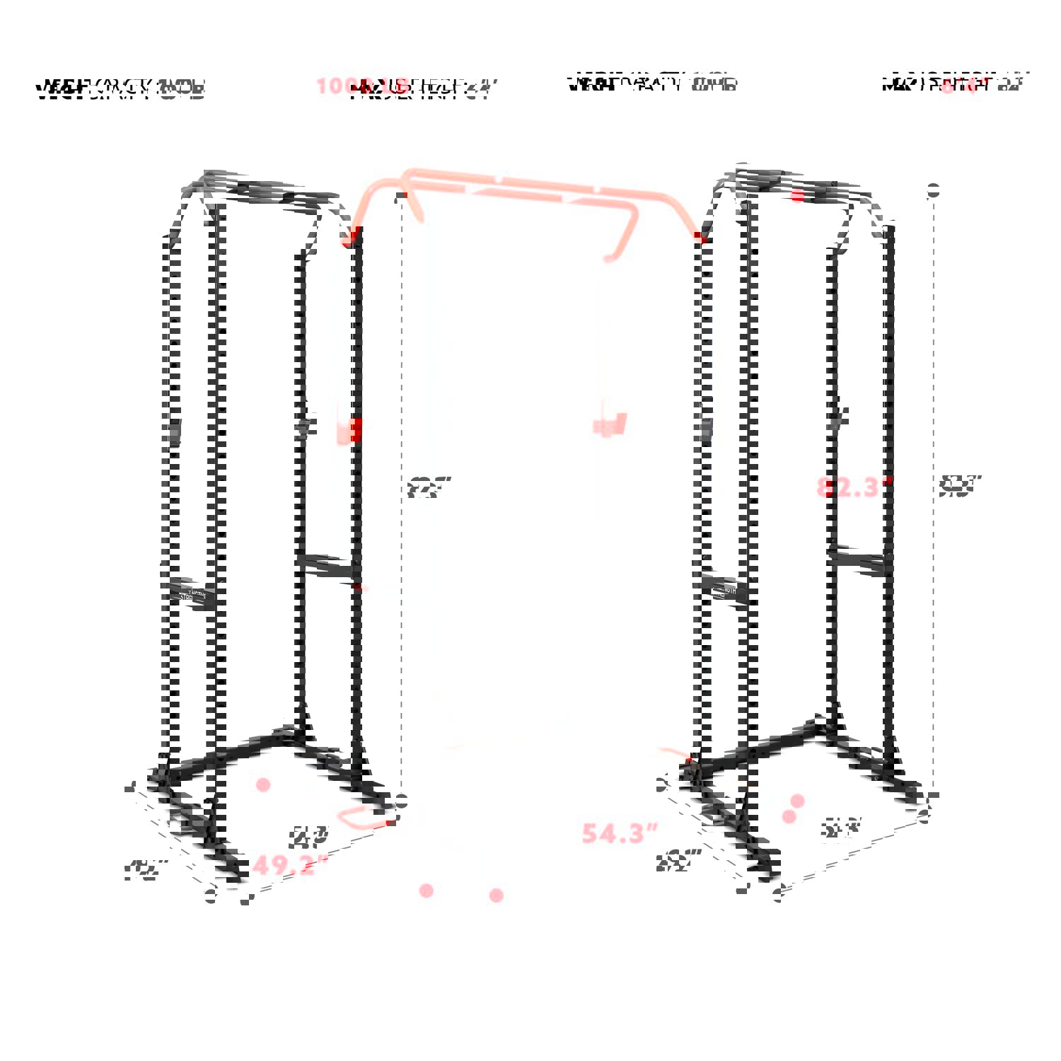 Sunny Health & Fitness Essential Power Cage Squat Rack - SF-XF921024