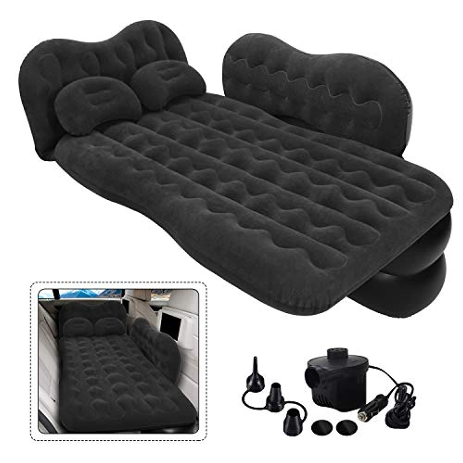 Grassman Inflatable Car Air Mattress with Two Pillows for Travel & Outdoor Activities