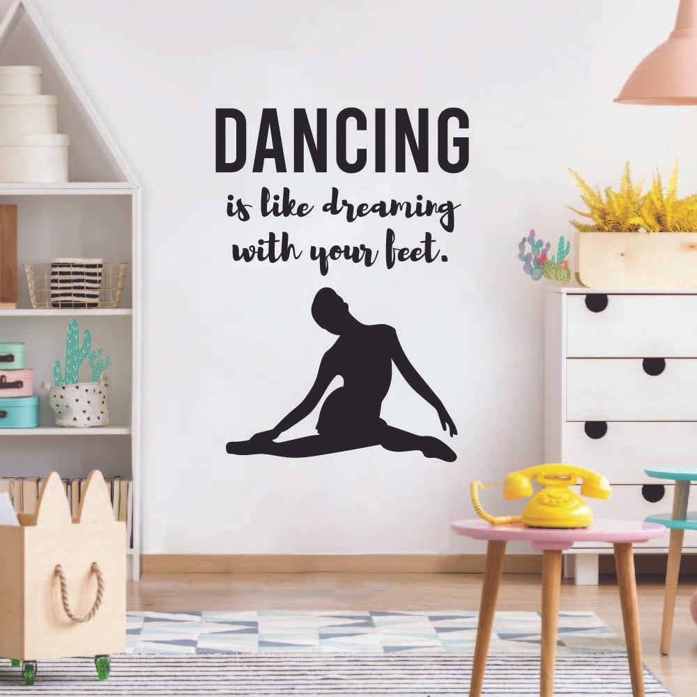Ballerina Vinyl Wall Sticker - Dreaming Ballet Dance Quote Decal