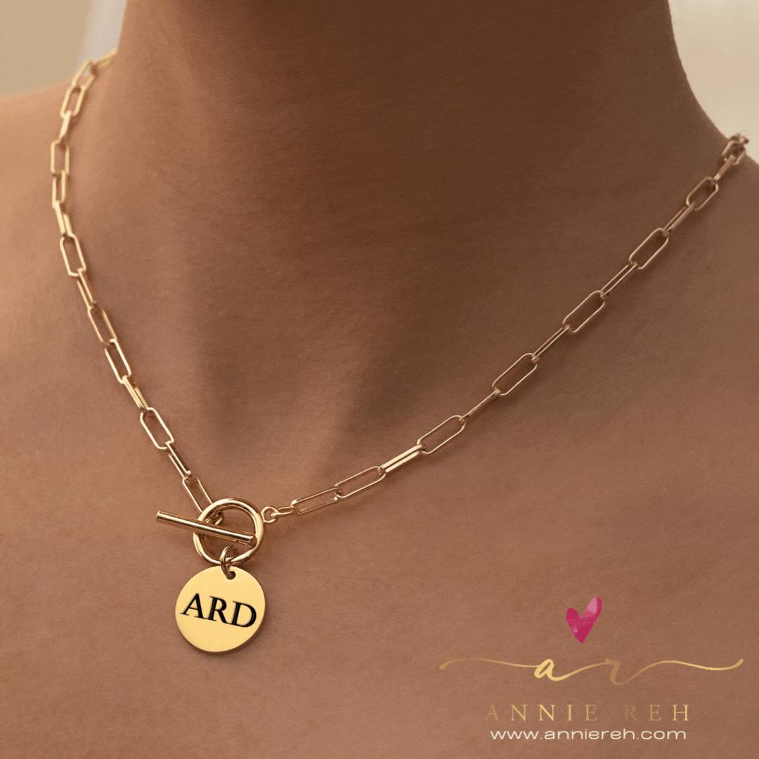 Cleo Paperclip Initial Necklace - Personalized 14k Gold Necklace