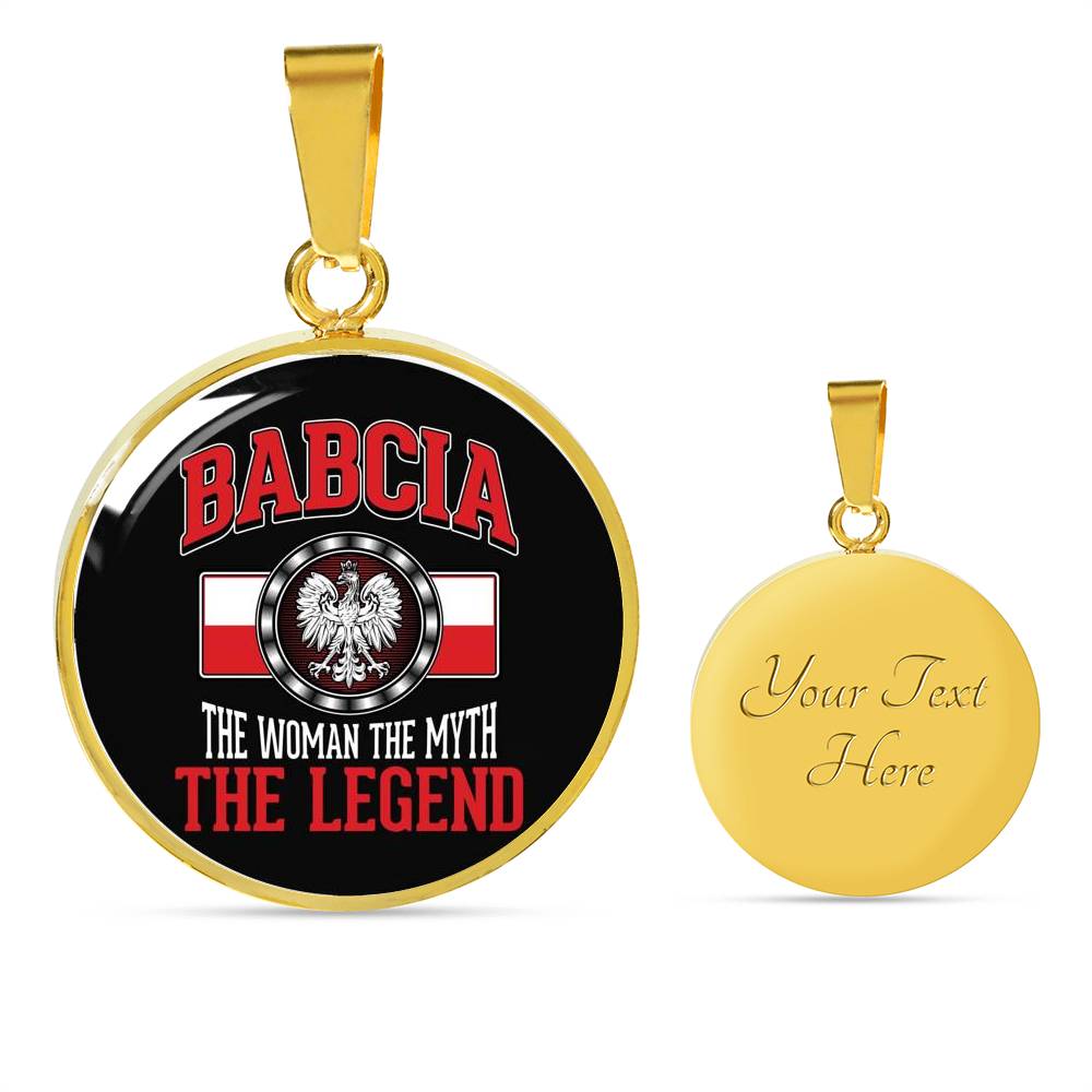 Babcia The Legend With Black Circle Pendant Necklace