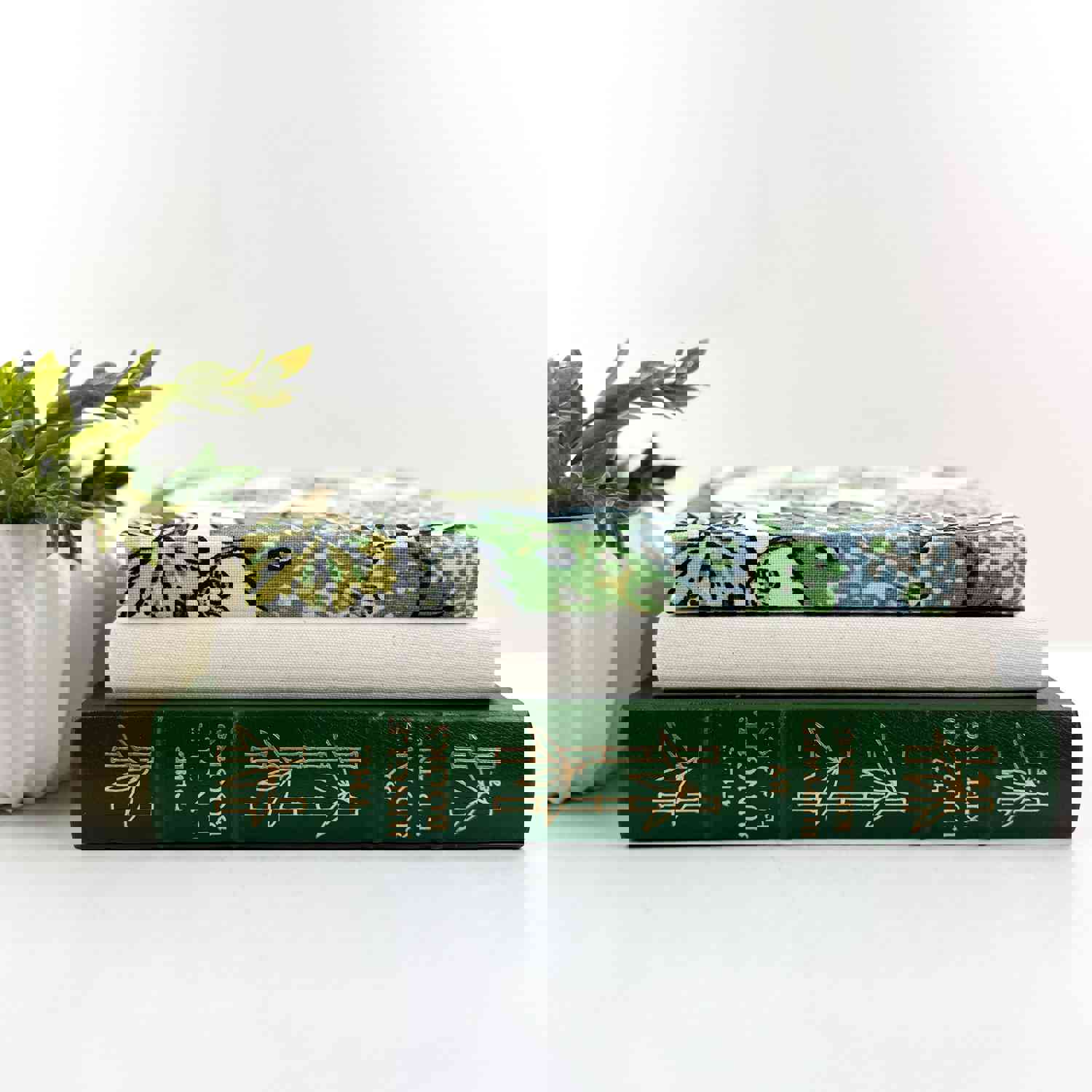 Green Book Set - Decorative Hardcover Books for Home Decor